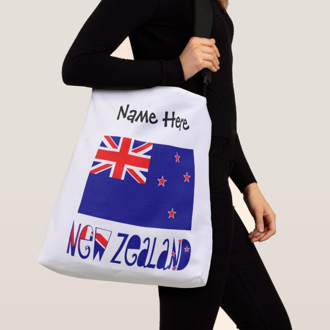 New Zealand New Zealander Flag Black Personalizati Crossbody Bag (Close Up)
