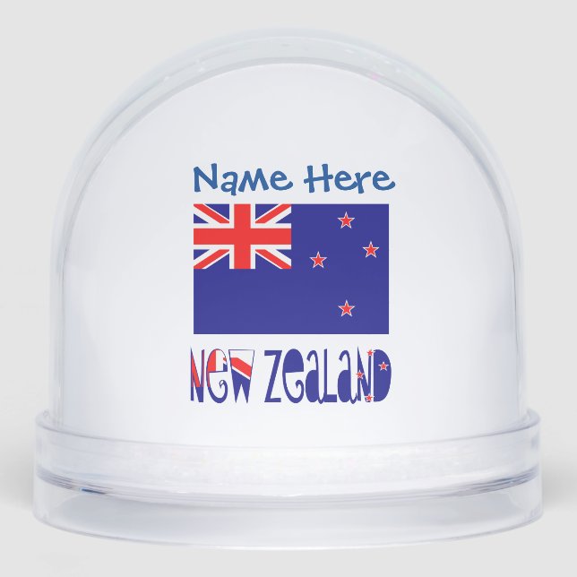 New Zealand New Zealander Flag Blue Personalizati Snow Globe (Front)