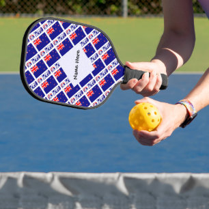 New Zealand New Zealander Flag Tiled Personalized  Pickleball Paddle