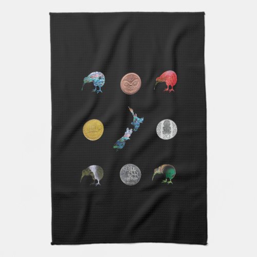 NEW ZEALAND PAUA KIWI MONEY KITCHEN TOWEL