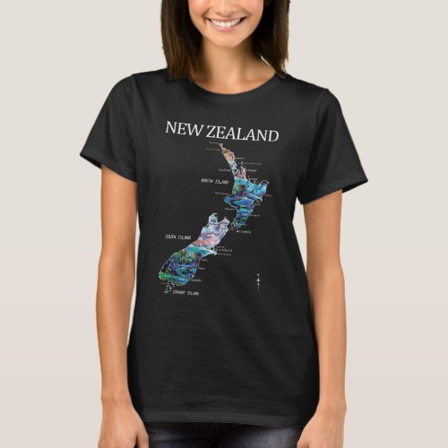NEW ZEALAND PAUA MAP DETAILED T_Shirt