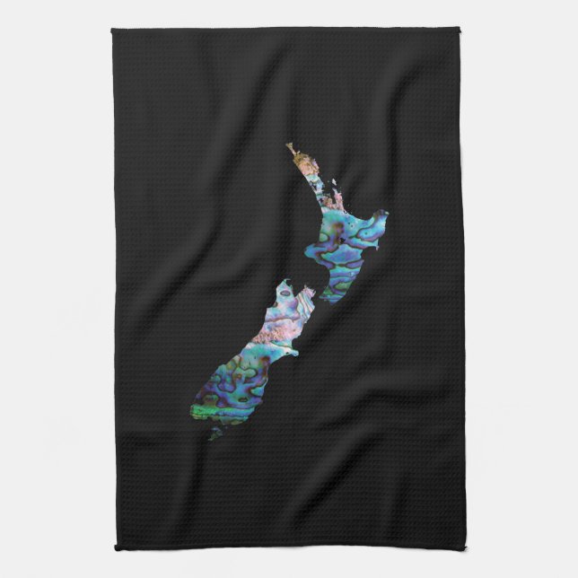 NEW ZEALAND PAUA MAP KITCHEN TOWEL (Vertical)