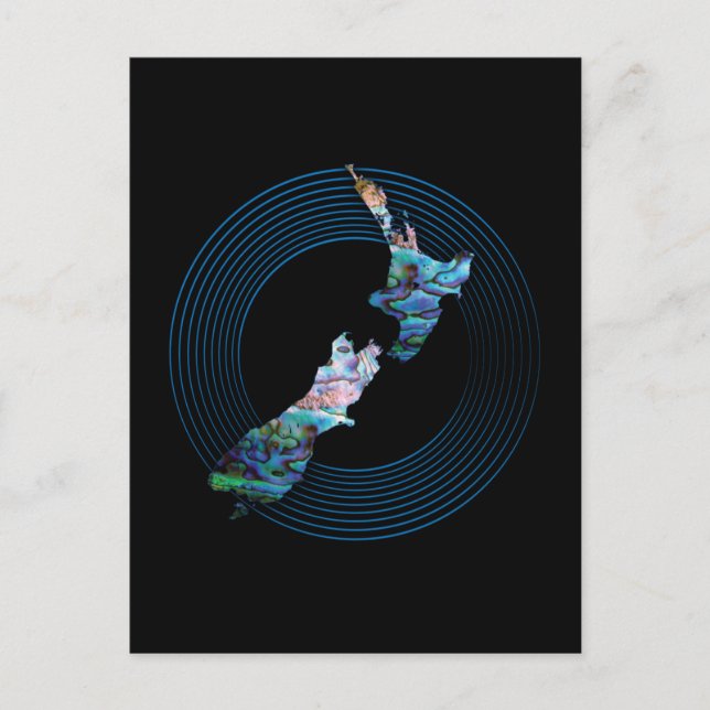 NEW ZEALAND PAUA MAP POSTCARD (Front)