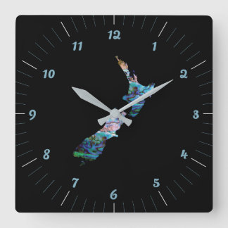 NEW ZEALAND PAUA SQUARE WALL CLOCK