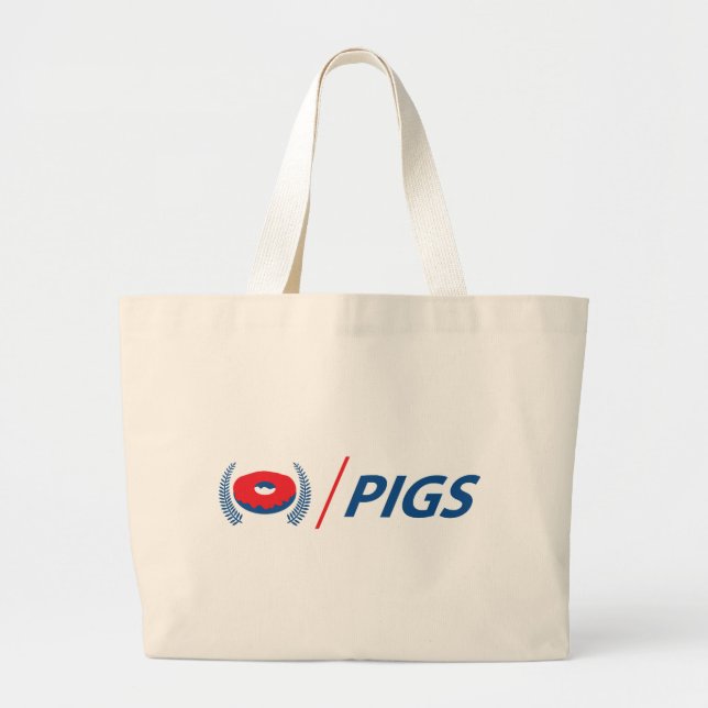 New Zealand Pigs with Donut Large Tote Bag (Front)
