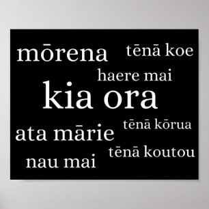 New Zealand Poster with Kiwi Greetings