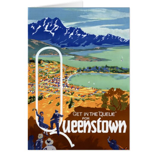 New Zealand Queenstown Vintage Travel Poster (Front)