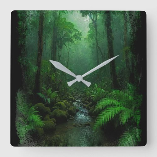 New Zealand Rainforest Square Wall Clock