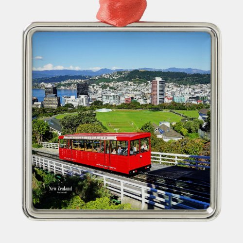 New Zealand Red Cable Car Metal Ornament