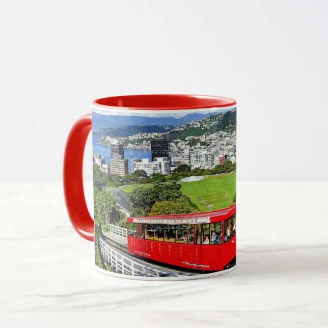 New Zealand, Red Cable Car Mug (Front Left)