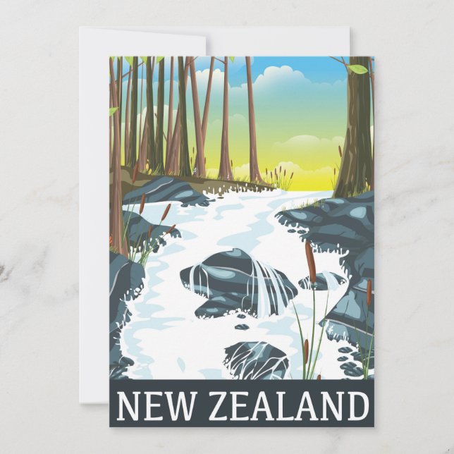 New Zealand River travel poster T-Shirt Invitation (Front)
