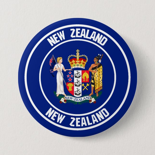 New Zealand Round Emblem Button (Front)