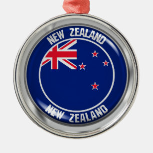 New Zealand Round Emblem Metal Ornament