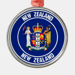New Zealand Round Emblem Metal Ornament