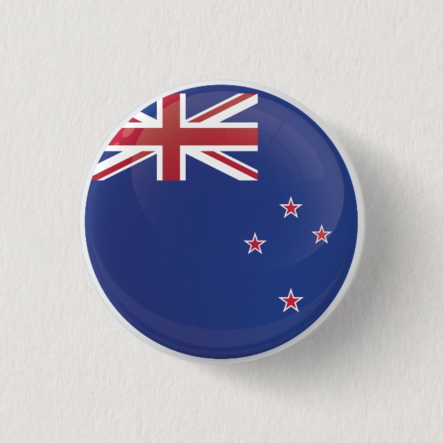 New Zealand  Round Icon Flag Button (Front)
