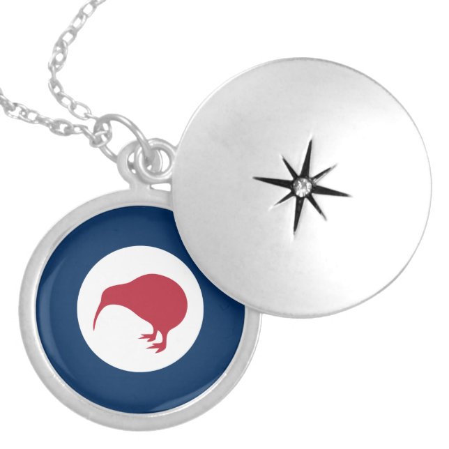 New Zealand roundel country flag symbol kiwi army  Locket Necklace (Front)