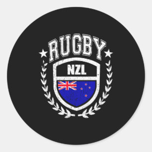 New Zealand Rugby Equipment New Zealand Flag Vinta Classic Round Sticker