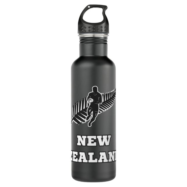 New Zealand Rugby Hoodie   Stainless Steel Water Bottle (Front)