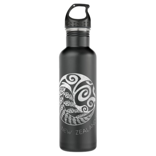 New Zealand Rugby Maori Inspired Kiwi  Silver Fer Stainless Steel Water Bottle