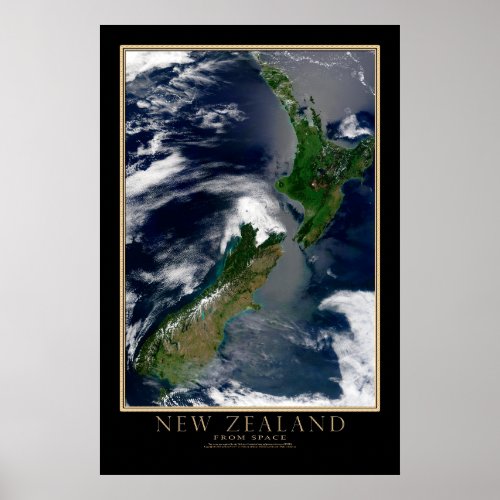 New Zealand Satellite Poster Map
