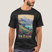 New Zealand Sheep Illustration Travel Art Vintage