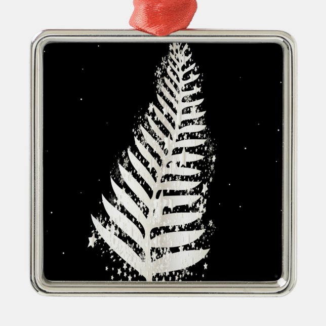 New Zealand SIlver Fern Christmas Tree Metal Ornament (Front)