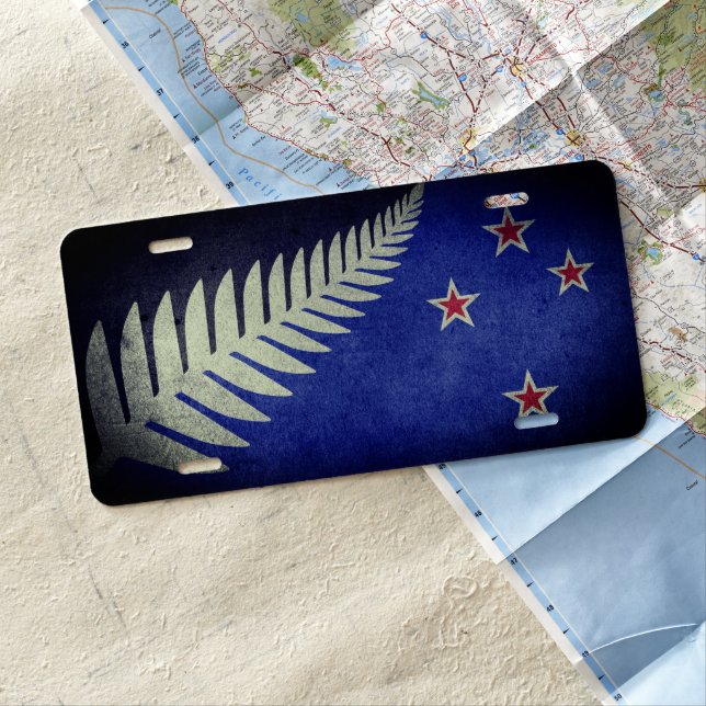 New Zealand Silver Fern  License Plate (In Situ)