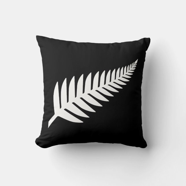 New Zealand Silver Fern Throw Pillow (Front)