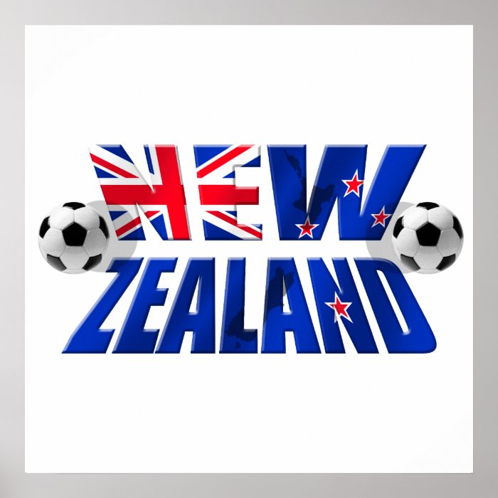 New Zealand Soccer logo NZ 2010 Football flag Poster