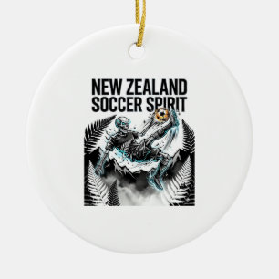 New Zealand Soccer Spirit Skeleton Striker Nations Ceramic Ornament
