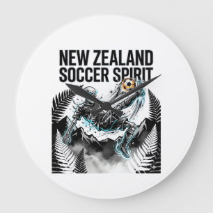 New Zealand Soccer Spirit Skeleton Striker Nations Large Clock