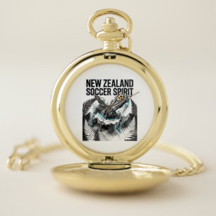 New Zealand Soccer Spirit Skeleton Striker Nations Pocket Watch