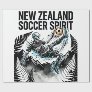 New Zealand Soccer Spirit Skeleton Striker Nations Wrapping Paper