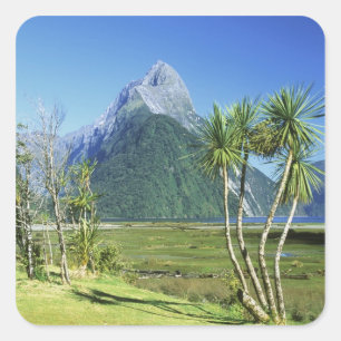 New Zealand, South Island, Mitre Peak, Square Sticker