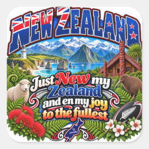 New Zealand T-shirt Square Sticker