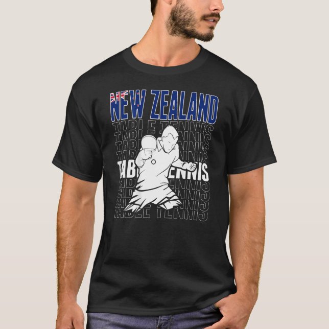New Zealand Table Tennis  Support Kiwi Ping Pong T T-Shirt (Front)