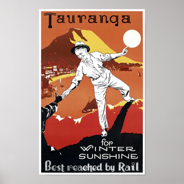 New Zealand Tauranga Vintage Poster Restored (Front)