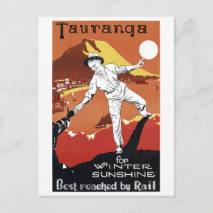 New Zealand Tauranga Vintage Poster Restored Postcard