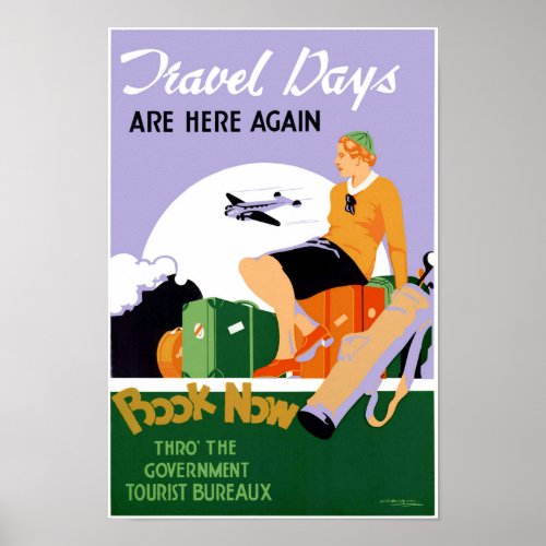 New Zealand Travel Days Vintage Travel Poster