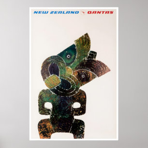 New Zealand Travel Poster Qantas Art Print