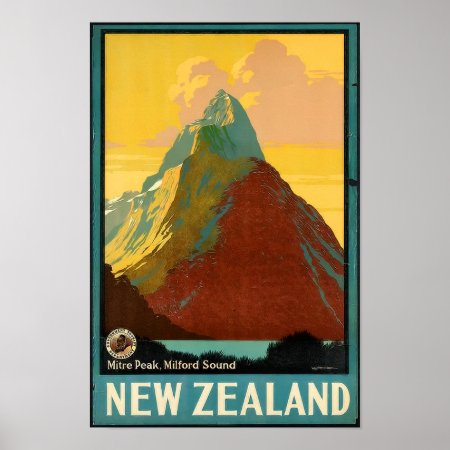 New Zealand Travel Vintage Poster