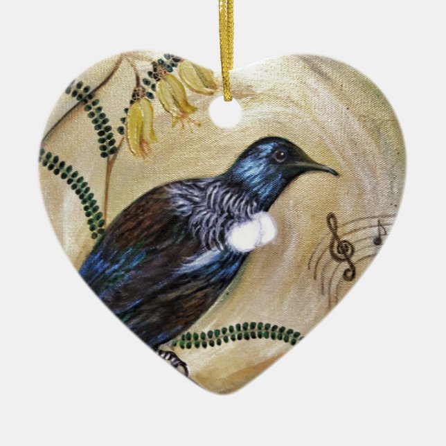 New Zealand Tui Ceramic Ornament (Front)