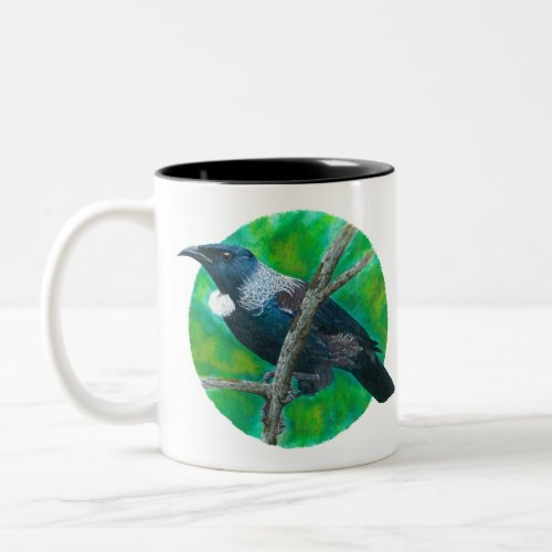 New Zealand Tui _ Painting in acrylic Two_Tone Coffee Mug