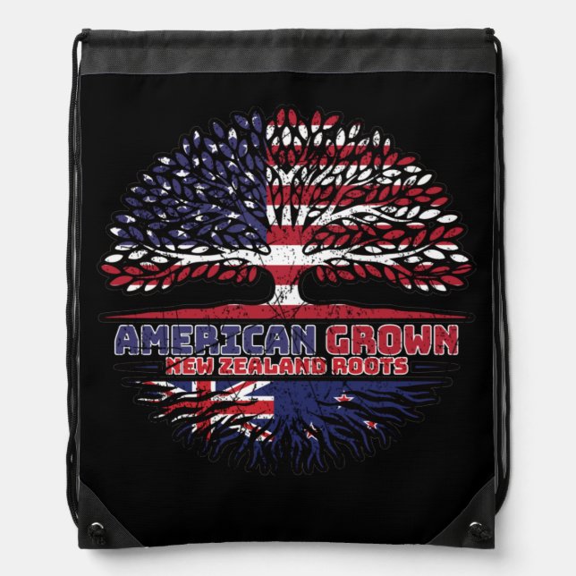 New Zealand US American USA United States Tree Drawstring Bag (Front)