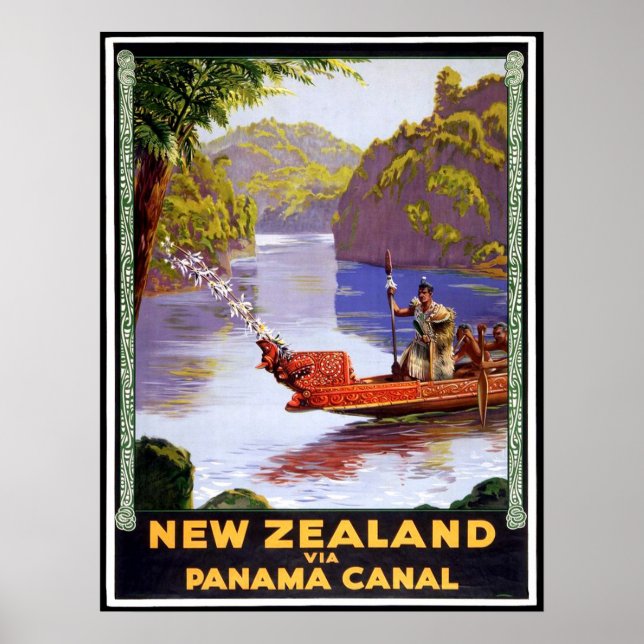 New Zealand via Panama canal, people on boat Poster (Front)