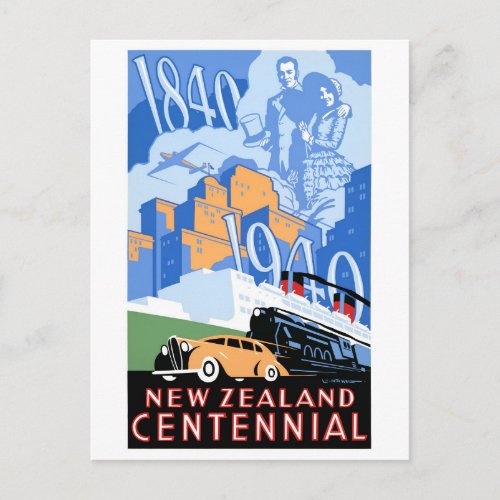 New Zealand Vintage Poster Restored Postcard