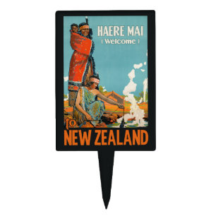 New Zealand vintage travel cake topper