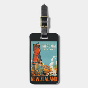 New Zealand Vintage Travel custom luggage tag
