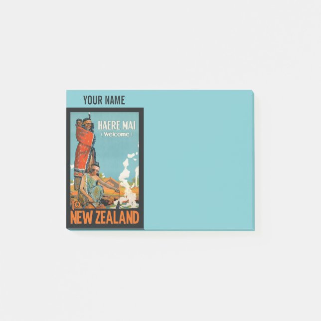 New Zealand vintage travel Post-It notes (Front)