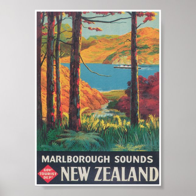 New Zealand Vintage Travel Poster (Front)